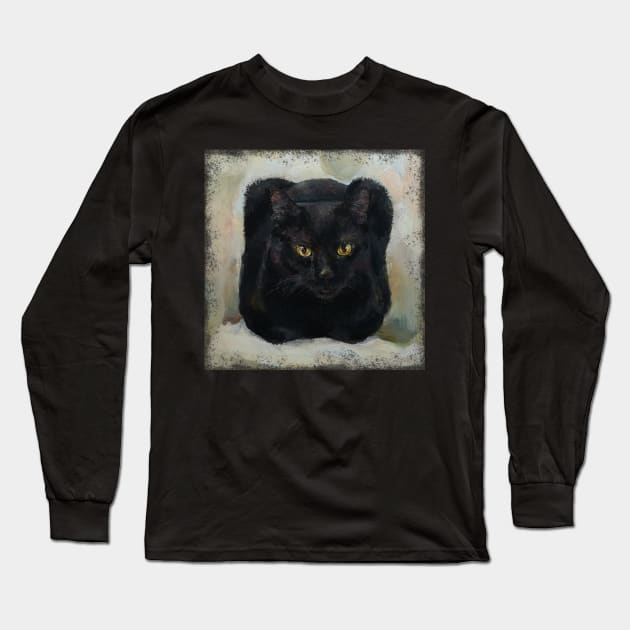 Black square cat Long Sleeve T-Shirt by Li_Ya_Art